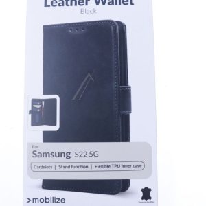 PASSEND FÜR MOBILIZE  LEATHER WALLET SAMSUNG GALAXY S22 5G BLACK