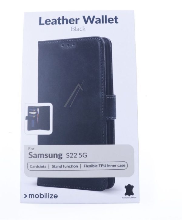 PASSEND FÜR MOBILIZE  LEATHER WALLET SAMSUNG GALAXY S22 5G BLACK